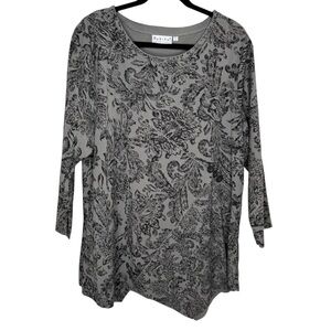 Habitat womens XL asymmetrical long line floral tunic top lagenlook boho costal